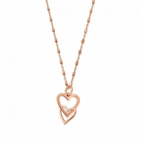 Rose Interlocking Love Heart Necklace RNDC573