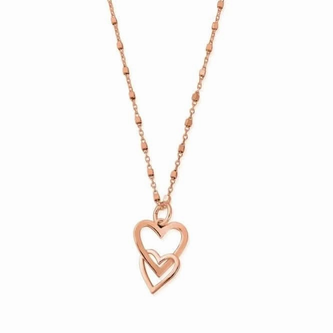 Rose Interlocking Love Heart Necklace RNDC573