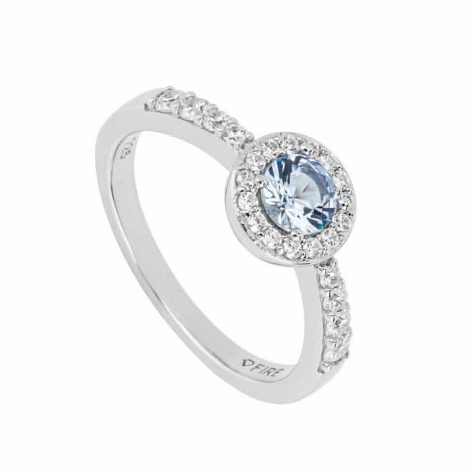 Round Light Blue Zirconia Pave Surround Ring