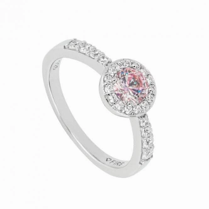 Round Light Pink Zirconia Pave Surround Ring