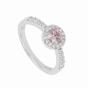 Round Light Pink Zirconia Pave Surround Ring
