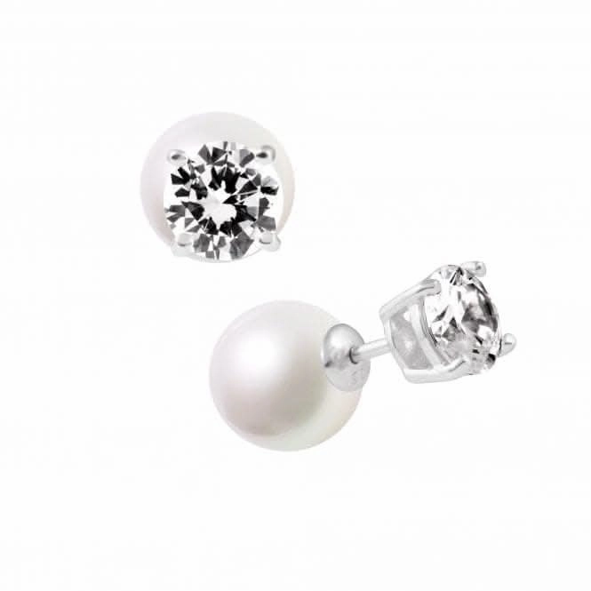 Round White Pearl And Cubic Zirconia Earrings 62/1749/1/111