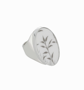 Royal Crown Derby Arboretum Sterling Silver White Oval Ring