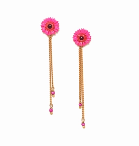 RUBY 2-chain dangle post earrings pink