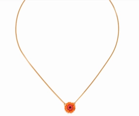 RUBY orange gerbera flower short necklace