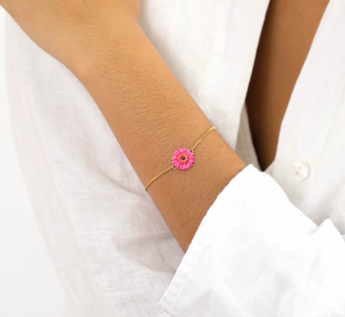 RUBY pink gerbera flower bracelet