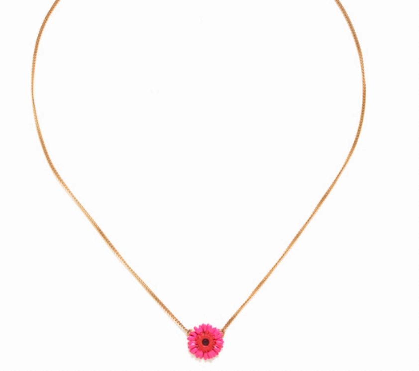 RUBY pink gerbera flower short necklace