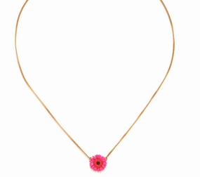 RUBY pink gerbera flower short necklace