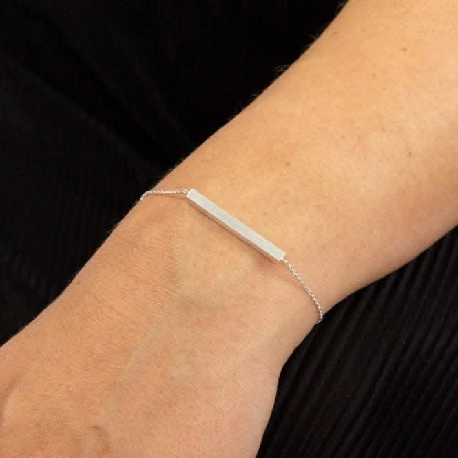 Satin Finish Silver Horizontal Bar Bracelet B5313