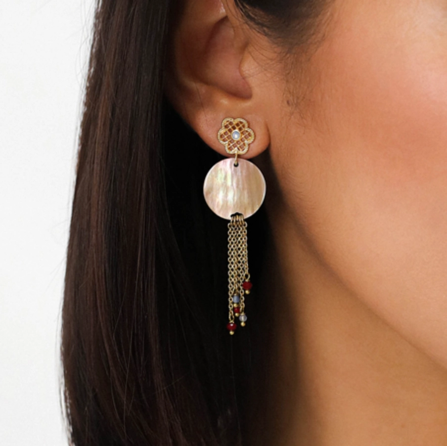 SELENA open work flower post earring