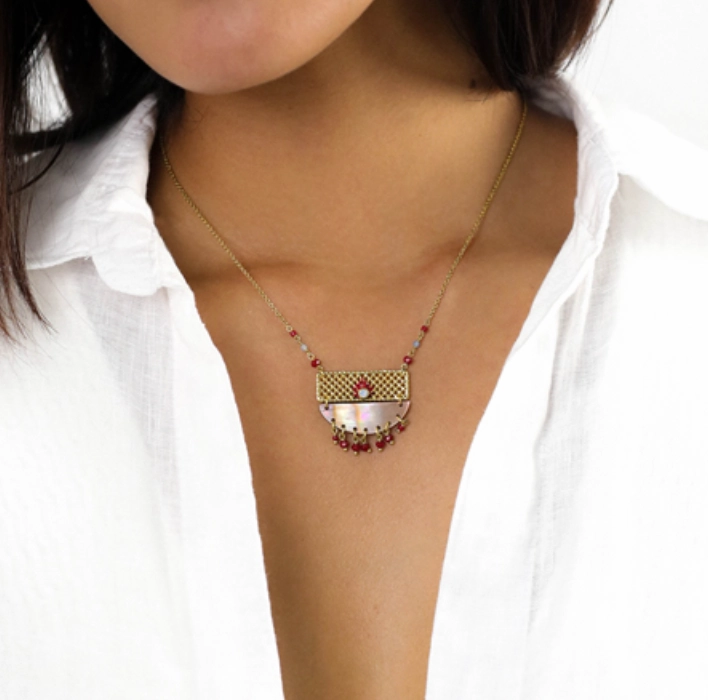 SELENA semi-circle pendant necklace