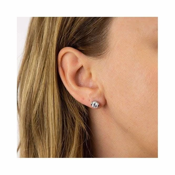 Semi Bezel Set Stud Earrings E6054