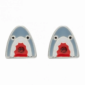 Shark Enamel and Crystal Stud Earrings A2079R