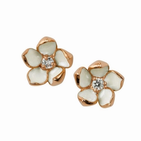 Shaun Leane 18ct Rose Gold Plated Sterling Silver 0.10ct Diamond Small Cherry Blossom Stud Earrings
