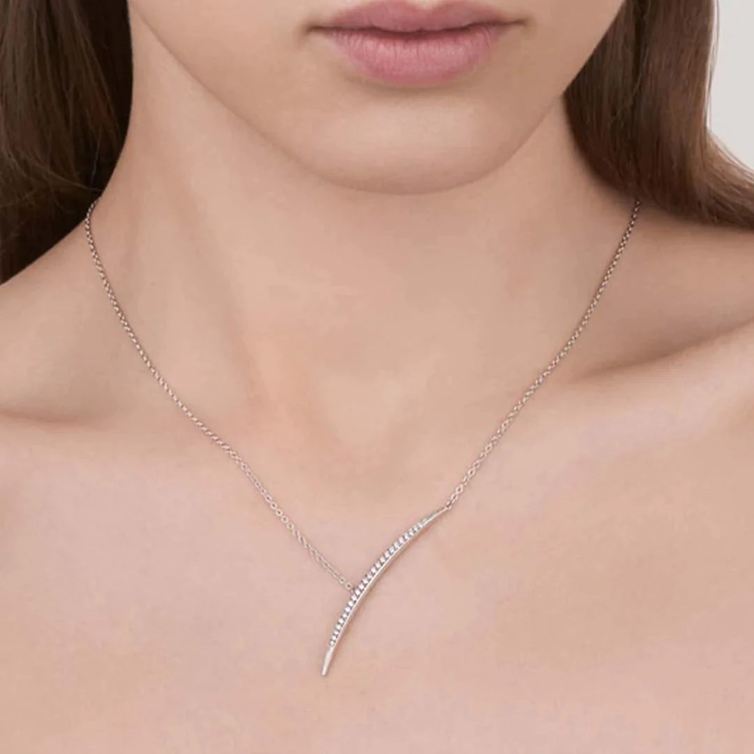 Shaun Leane 18ct White Gold Diamond Pave Single Bar Necklace D