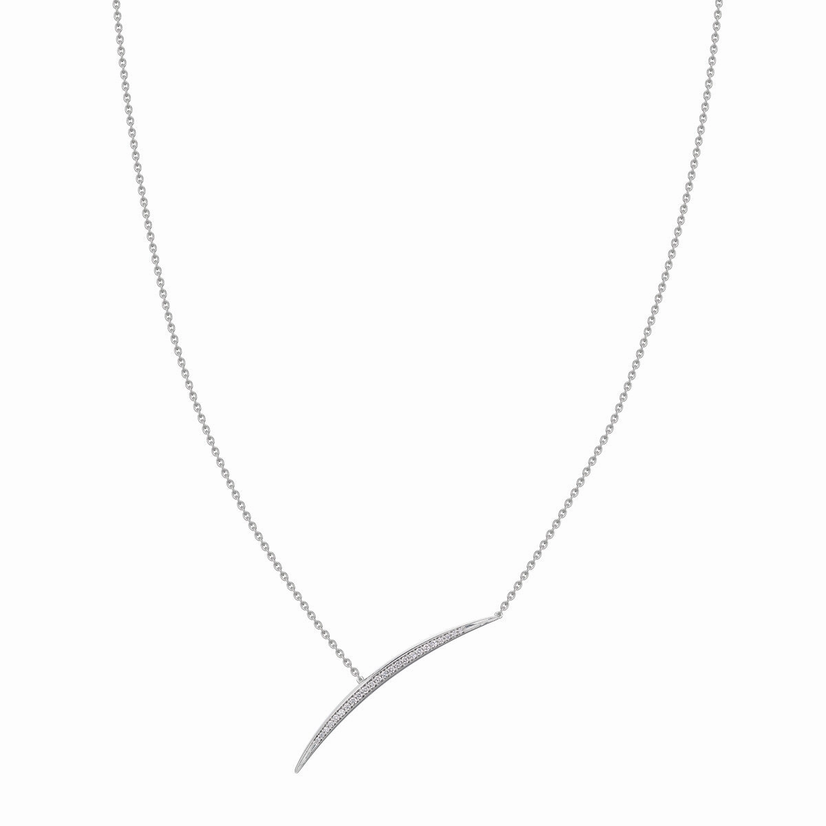 Shaun Leane 18ct White Gold Diamond Pave Single Bar Necklace D