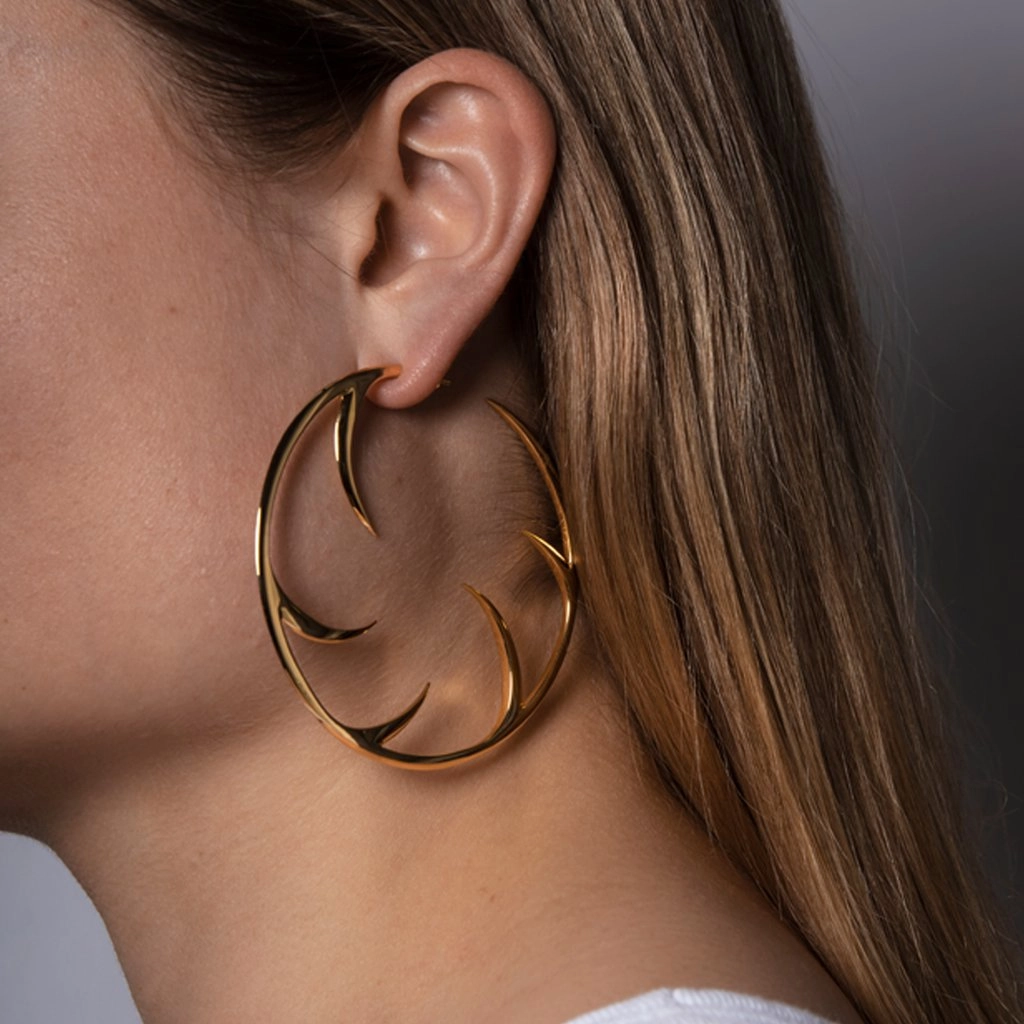 Shaun Leane Cat Claw 18ct Yellow Gold Plated Sterling Silver Statement Hoop Earrings