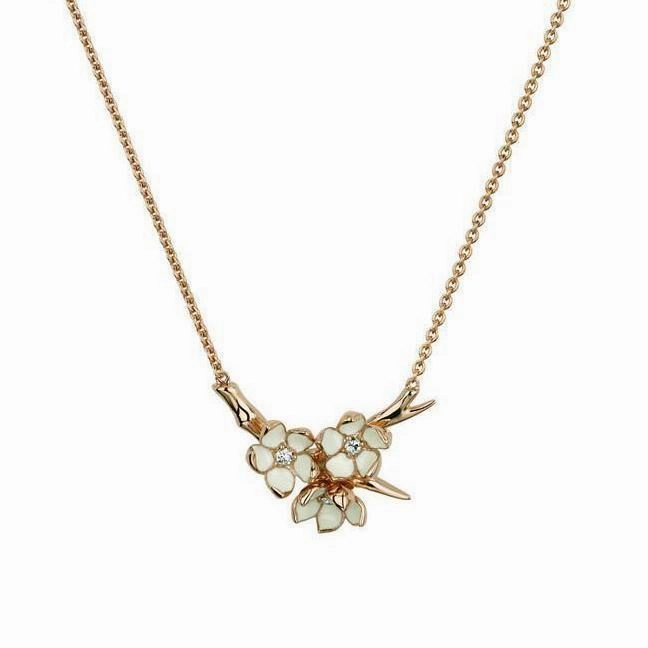 Shaun Leane Cherry Blossom 18ct Rose Gold Plated Sterling Silver 0.15ct Diamond Necklace