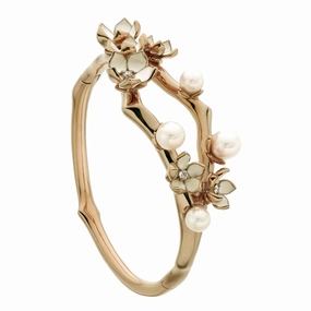 Shaun Leane Cherry Blossom 18ct Rose Gold Plated Sterling Silver 0.34ct Diamond Pearl Bangle D