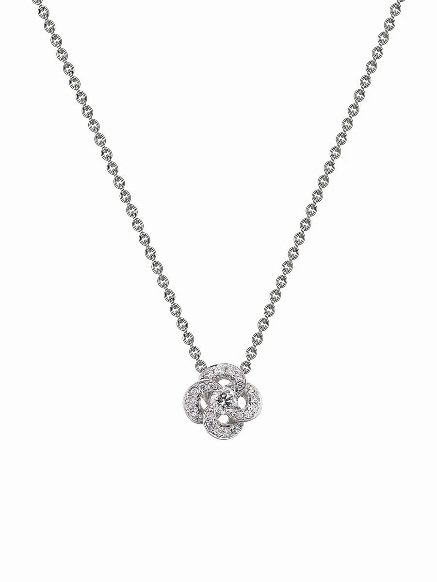 Shaun Leane Entwined 18ct White Gold Diamond Pave Petal Flower Necklace