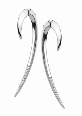 Shaun Leane Hook Sterling Silver 0.35ct Diamond Large Earrings