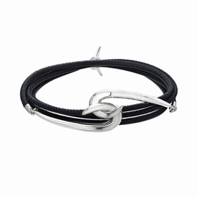 Shaun Leane Hook Sterling Silver Black Leather Bracelet