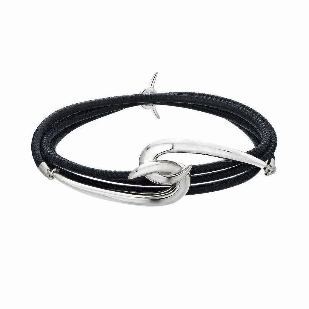Shaun Leane Hook Sterling Silver Black Leather Bracelet
