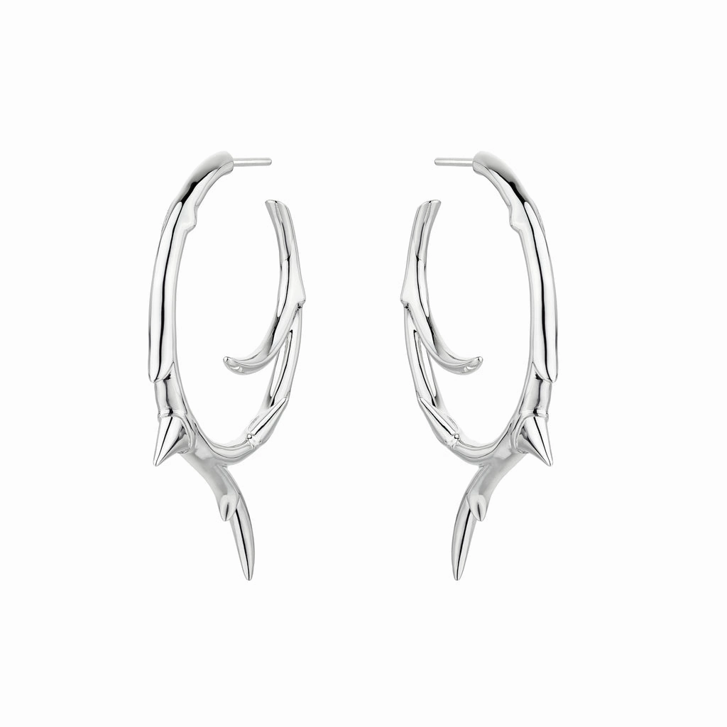 Shaun Leane Rose Thorn Sterling Silver Large Hoop Earrings