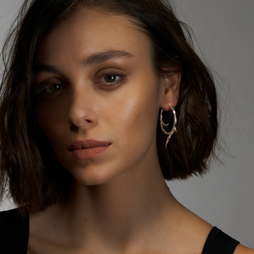 Shaun Leane Rose Thorn Sterling Silver Large Hoop Earrings