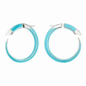Shaun Leane Sabre Solis Sterling Silver Lagoon Ceramic Hoop Earrings