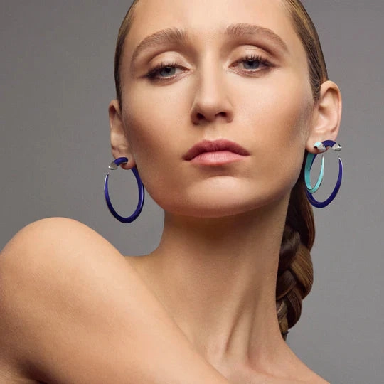 Shaun Leane Sabre Solis Sterling Silver Lagoon Ceramic Hoop Earrings