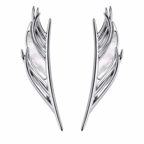 Shaun Leane Sterling Silver Feather Mother of Pearl Earrings