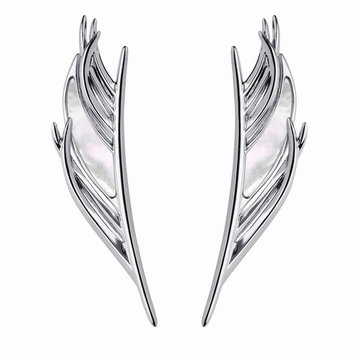Shaun Leane Sterling Silver Feather Mother of Pearl Earrings
