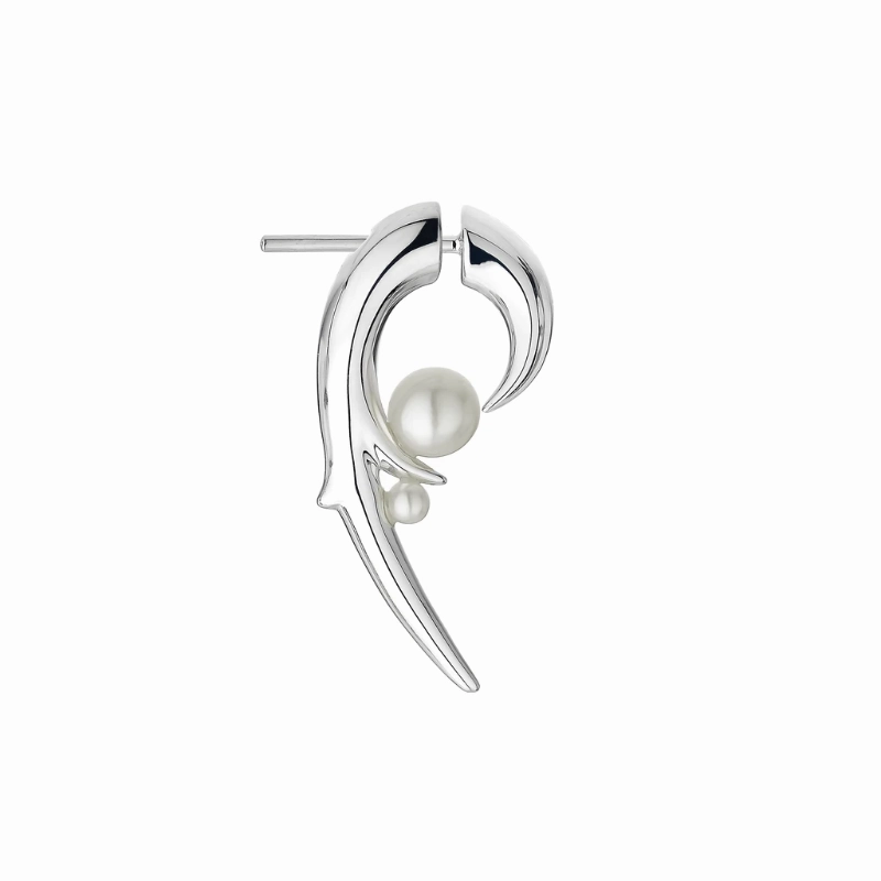 Shaun Leane Sterling Silver White Pearl Hooked Pearl Earrings