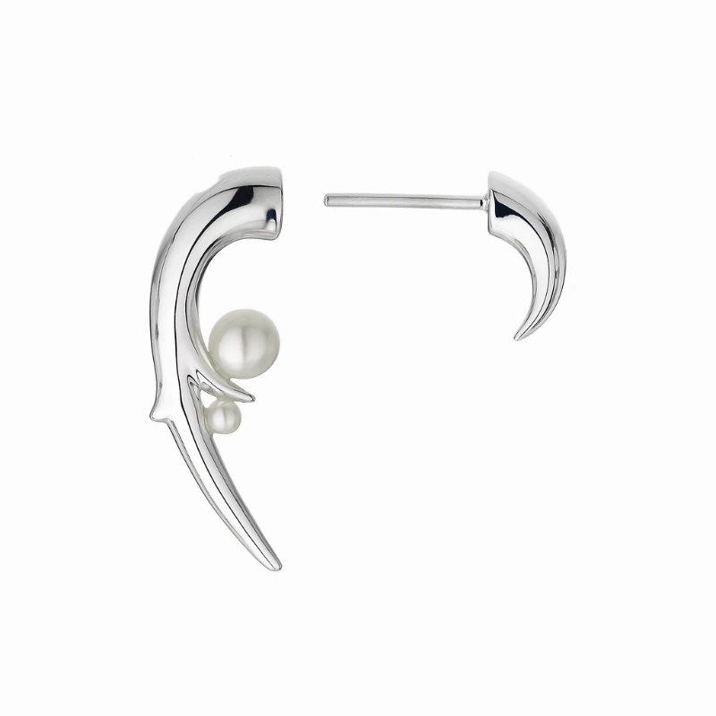 Shaun Leane Sterling Silver White Pearl Hooked Pearl Earrings