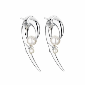 Shaun Leane Sterling Silver White Pearl Hooked Pearl Earrings