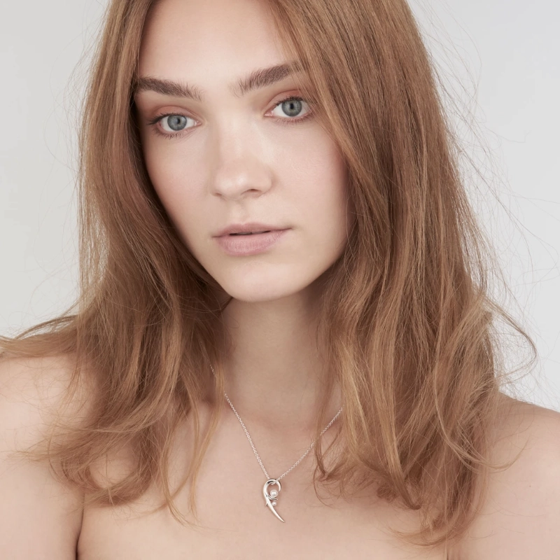 Shaun Leane Sterling Silver White Pearl Hooked Pearl Necklace