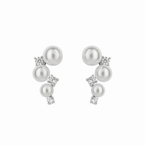 Shell Pearl Bubble Zirconia Stud Earrings E6192