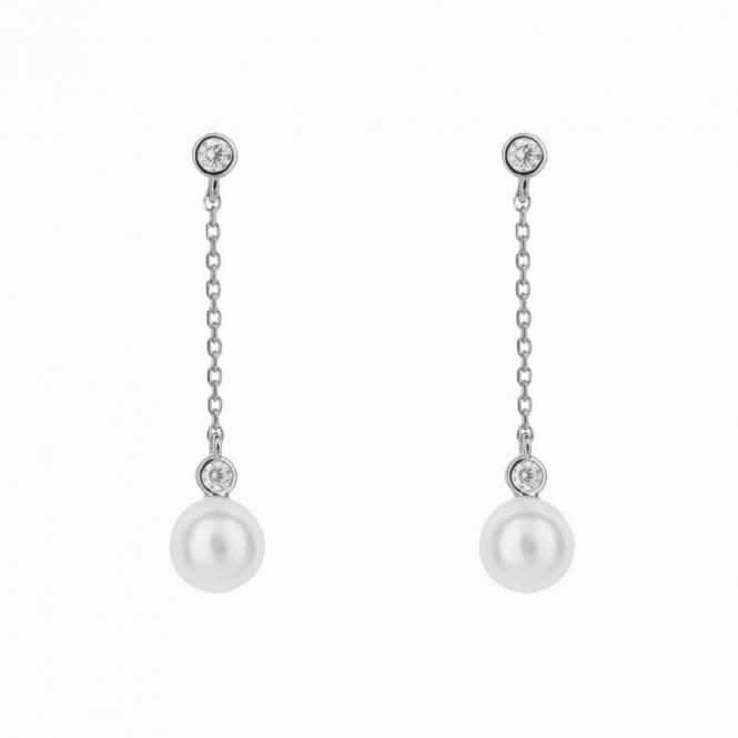 Shell Pearl Chain Drop Zirconia Earrings E6184