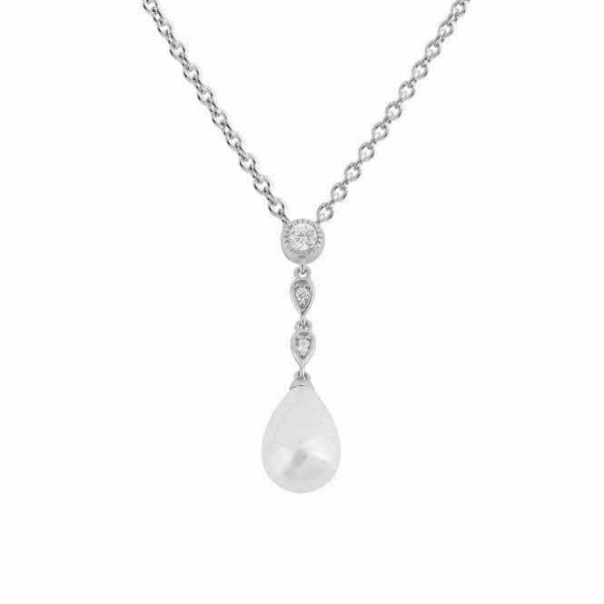 Shell Pearl Chain Drop Zirconia Pendant P5114