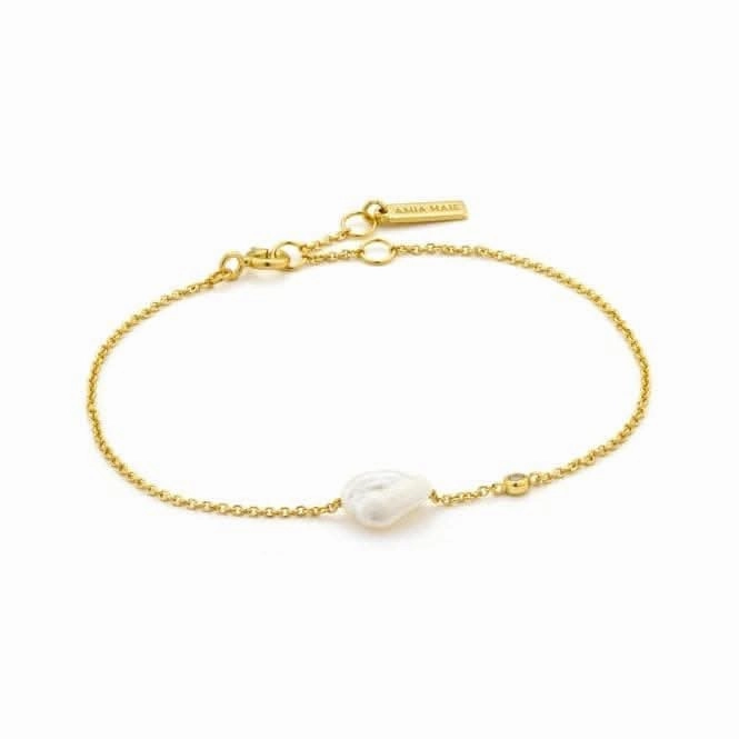 Shiny Gold Pearl Bracelet B019-01G