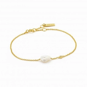 Shiny Gold Pearl Bracelet B019-01G