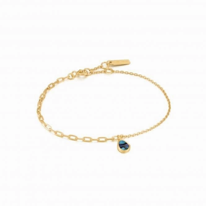 Shiny Gold Tidal Abalone Mixed Link Bracelet B027-02G