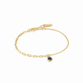 Shiny Gold Tidal Abalone Mixed Link Bracelet B027-02G
