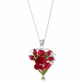 Shrieking Violet Bohemia Sterling Silver Mixed Flower Heart Necklace