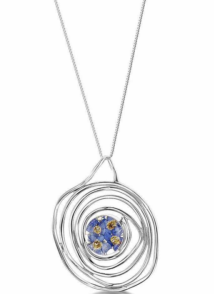 Shrieking Violet Necklace Forget Me Not Spiral Silver