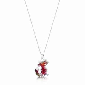 Shrieking Violet Sterling Silver Cat Mixed Flower Necklace