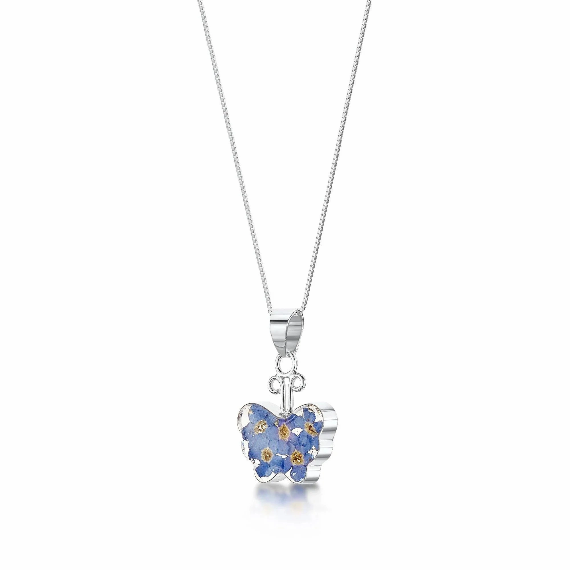 Shrieking Violet Sterling Silver Forget Me Not Butterfly Necklace