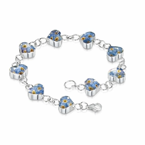 Shrieking Violet Sterling Silver Forget Me Not Heart Bracelet