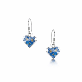 Shrieking Violet Sterling Silver Forget Me Not Heart Drop Earrings